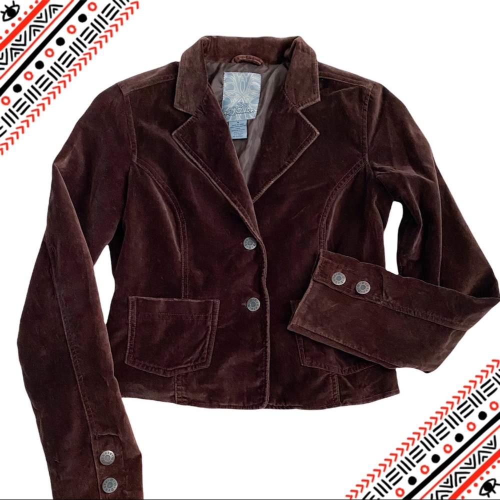 B.B. Dakota (juniors) Y2K chocolate brown velvet blazer w/ pockets